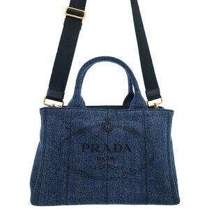 PRADA Canapa Denim Handbag Bag